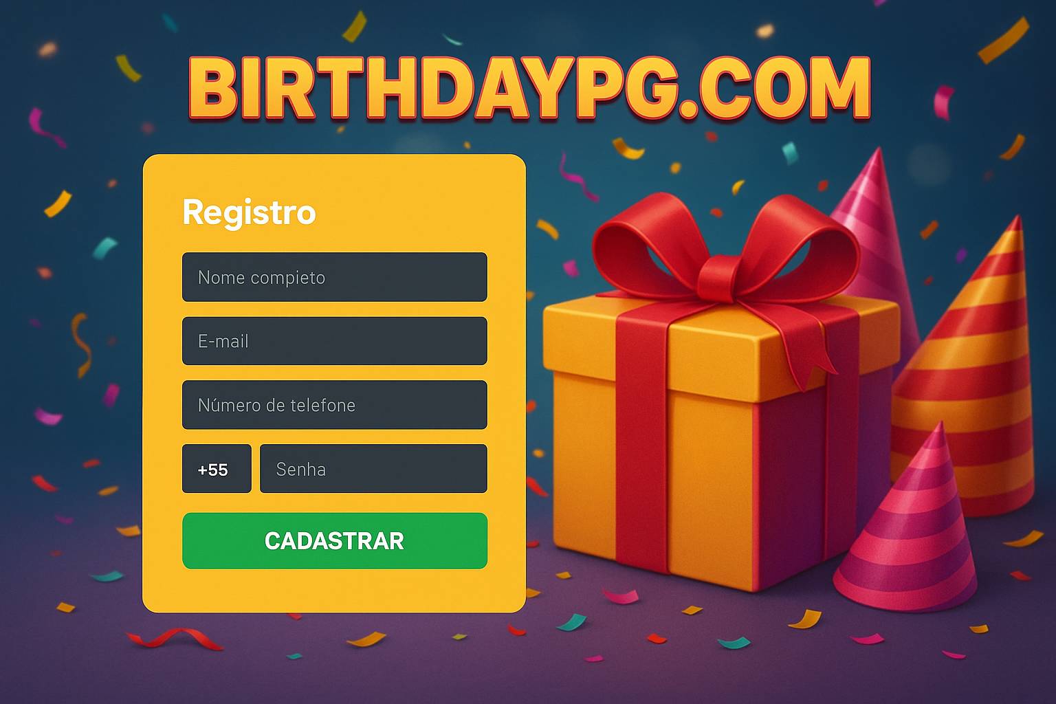 Não Perca tempo, o rRgistro na site BIRTHDAYPG.COM